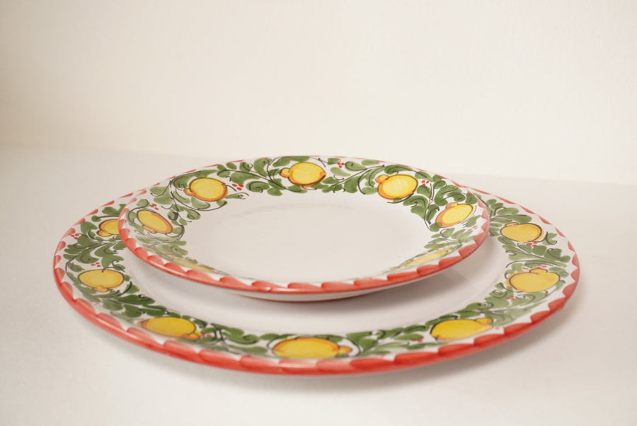 Assiette Sicilienne artisanale diner rouge/citron