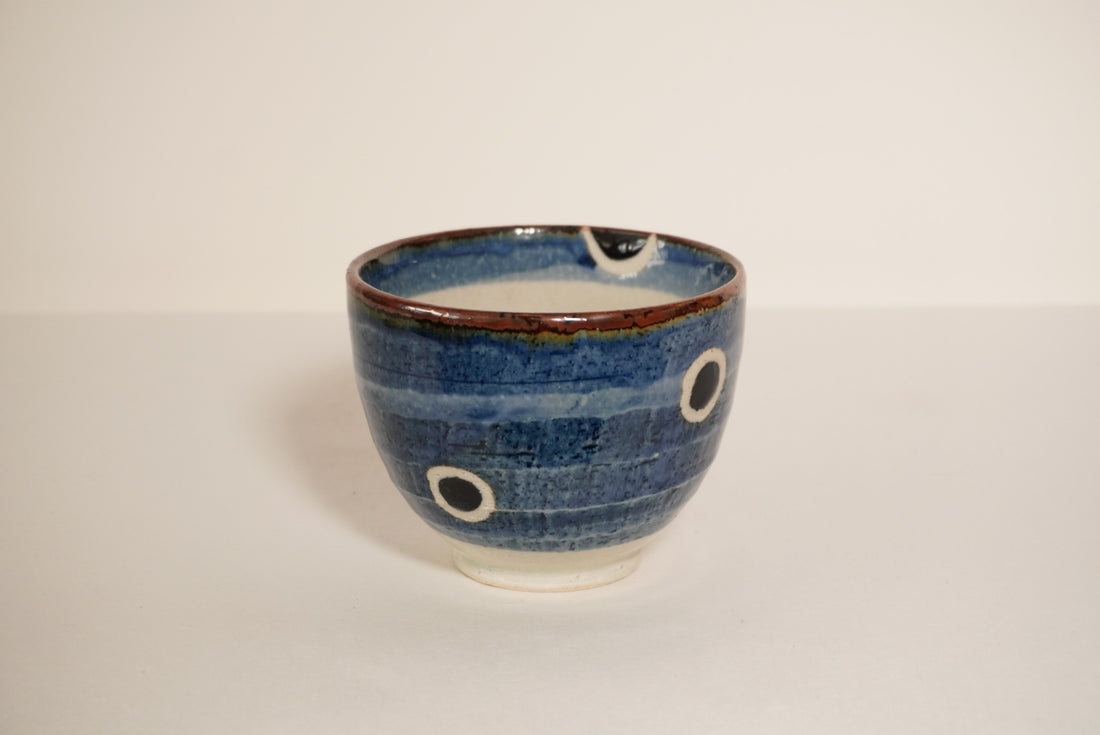 Bol japonais blanc avec cercle bleu