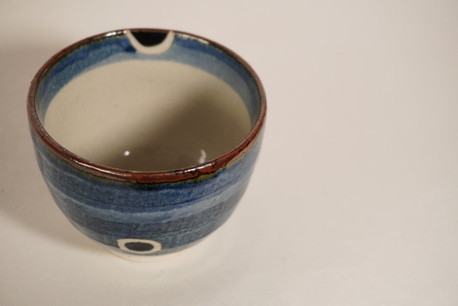 Bol japonais blanc avec cercle bleu