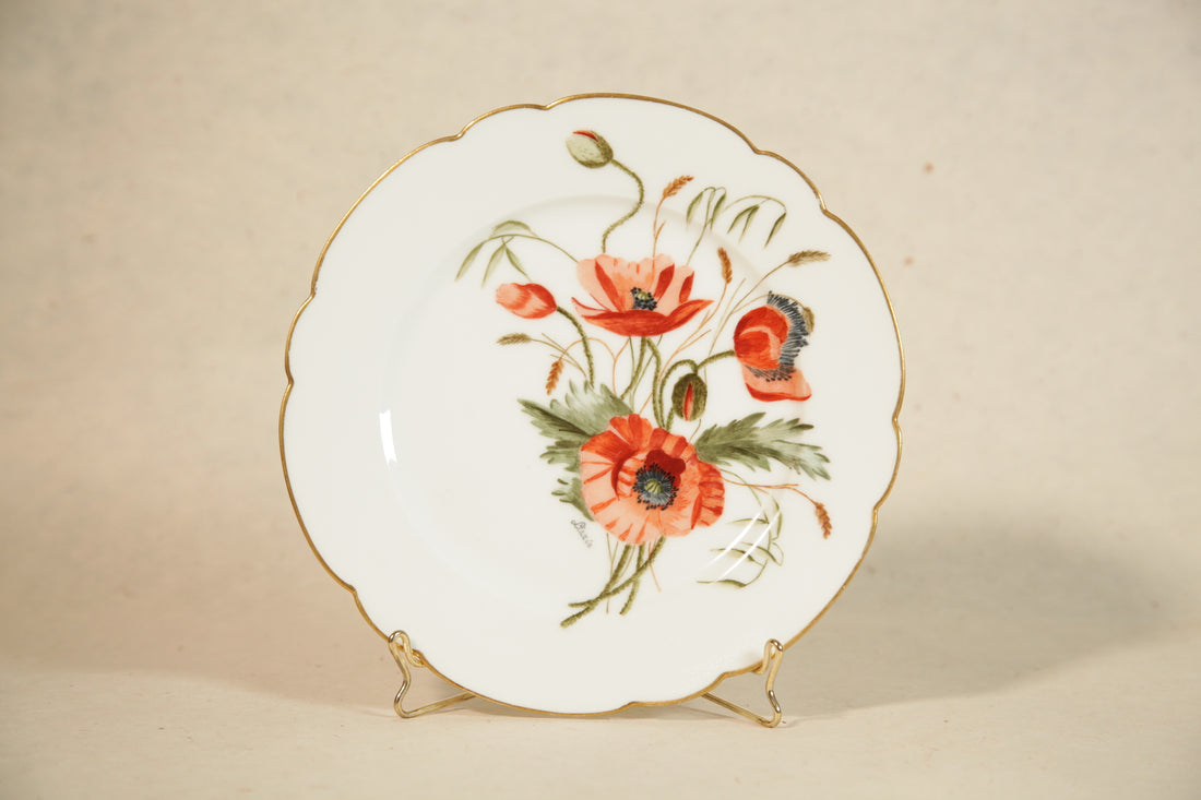 Assiettes Fleurs dessert - vintage peinte à la main